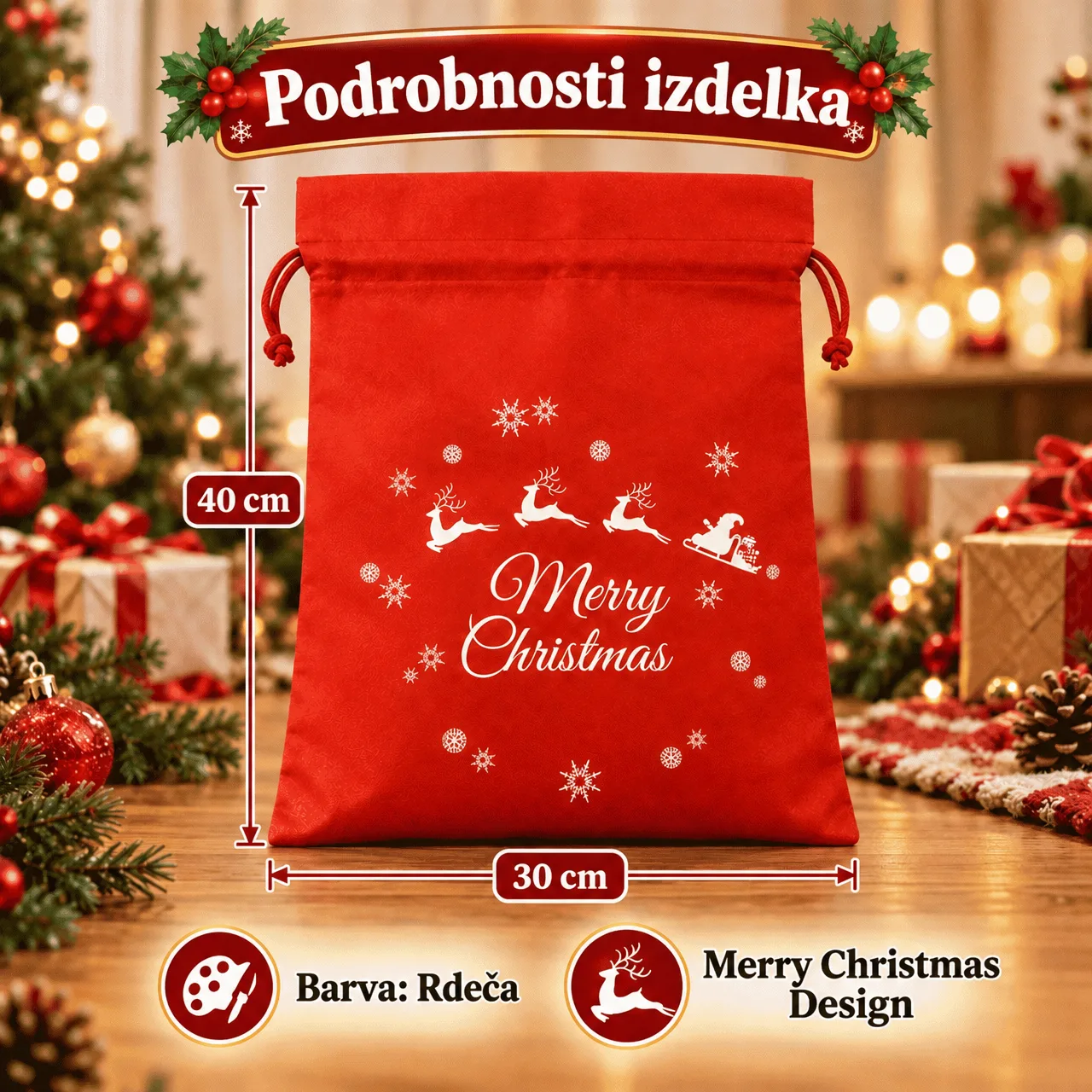 Materiałowe woreczki świąteczne, 3x woreczek - Image 3