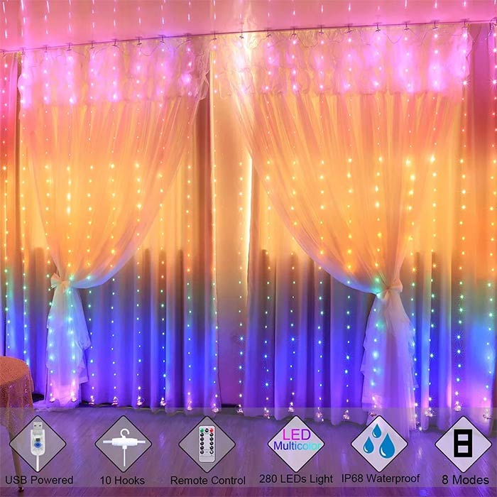 ColorfulCurtain, kurtyna świetlna z 300 kolorowymi światłami LED - Image 7