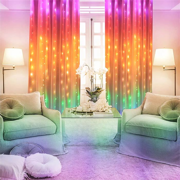 ColorfulCurtain, kurtyna świetlna z 300 kolorowymi światłami LED - Image 9