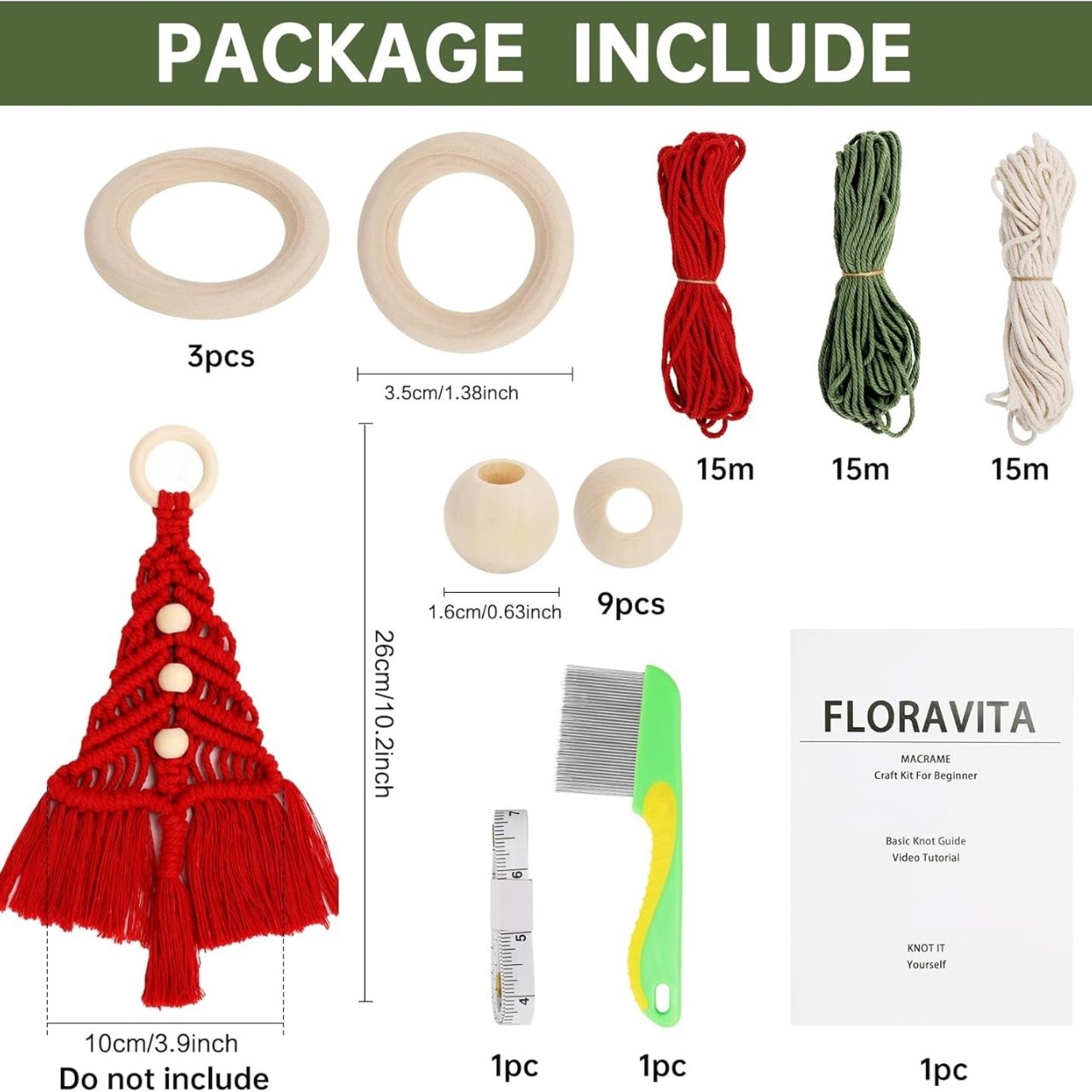 CraftKit, zestaw do tworzenia ozdób świątecznych z makramy - Image 4