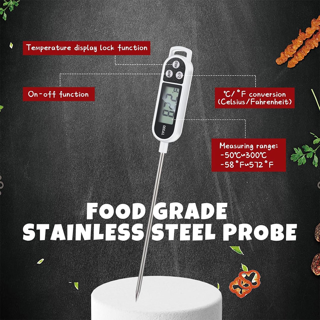 FoodMeter, elektroniczny cyfrowy termometr do pomiaru temperatury żywności i cieczy