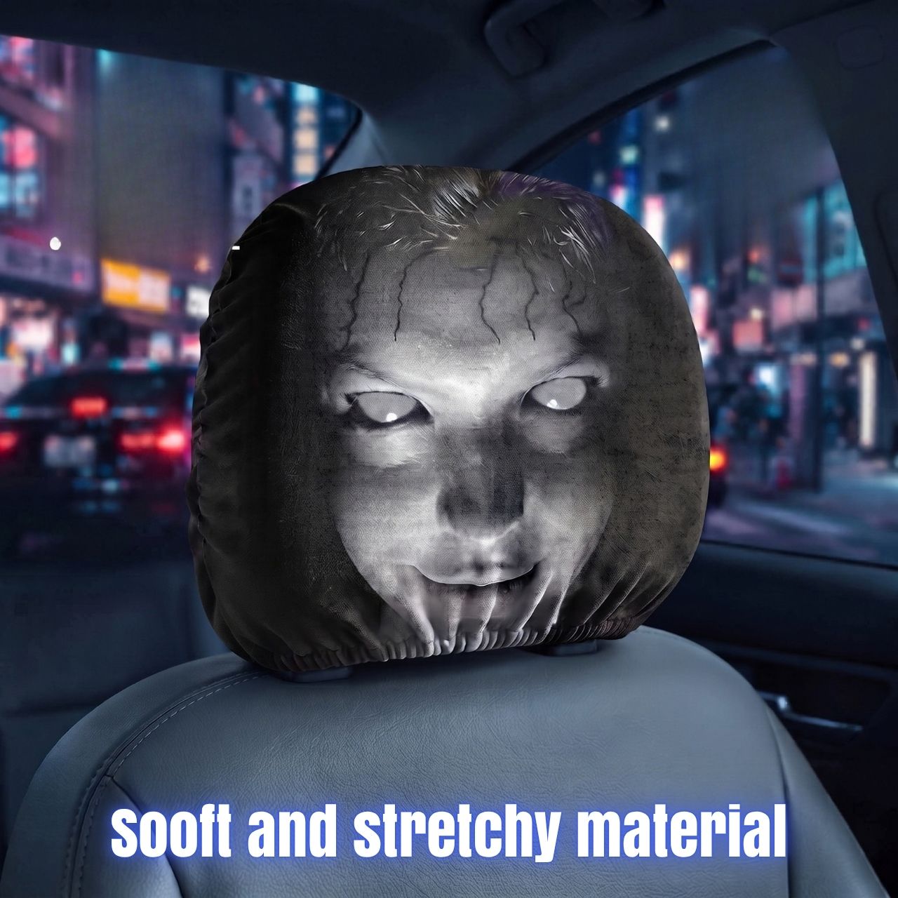 Straszny pokrowiec na zagłówek samochodowy (1+1 GRATIS), GhostFace - Image 7