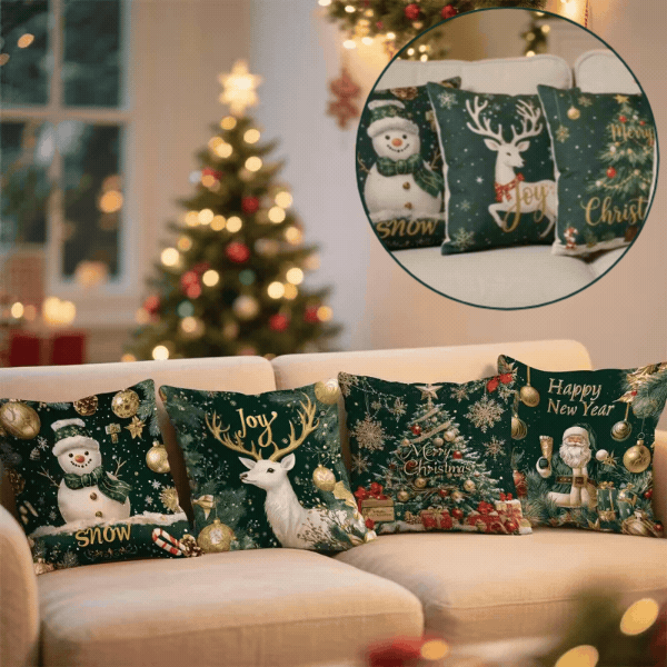 Świąteczne poszewki na poduszki (4 sztuki), GreenXmass - Image 1