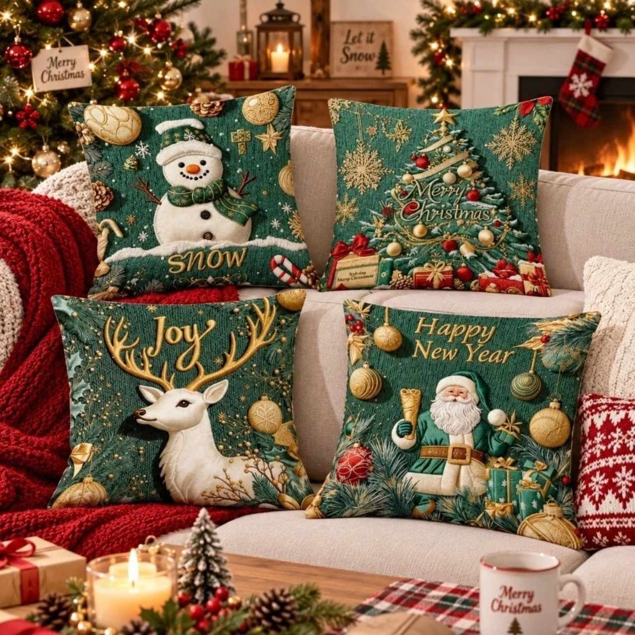 Świąteczne poszewki na poduszki (4 sztuki), GreenXmass - Image 10