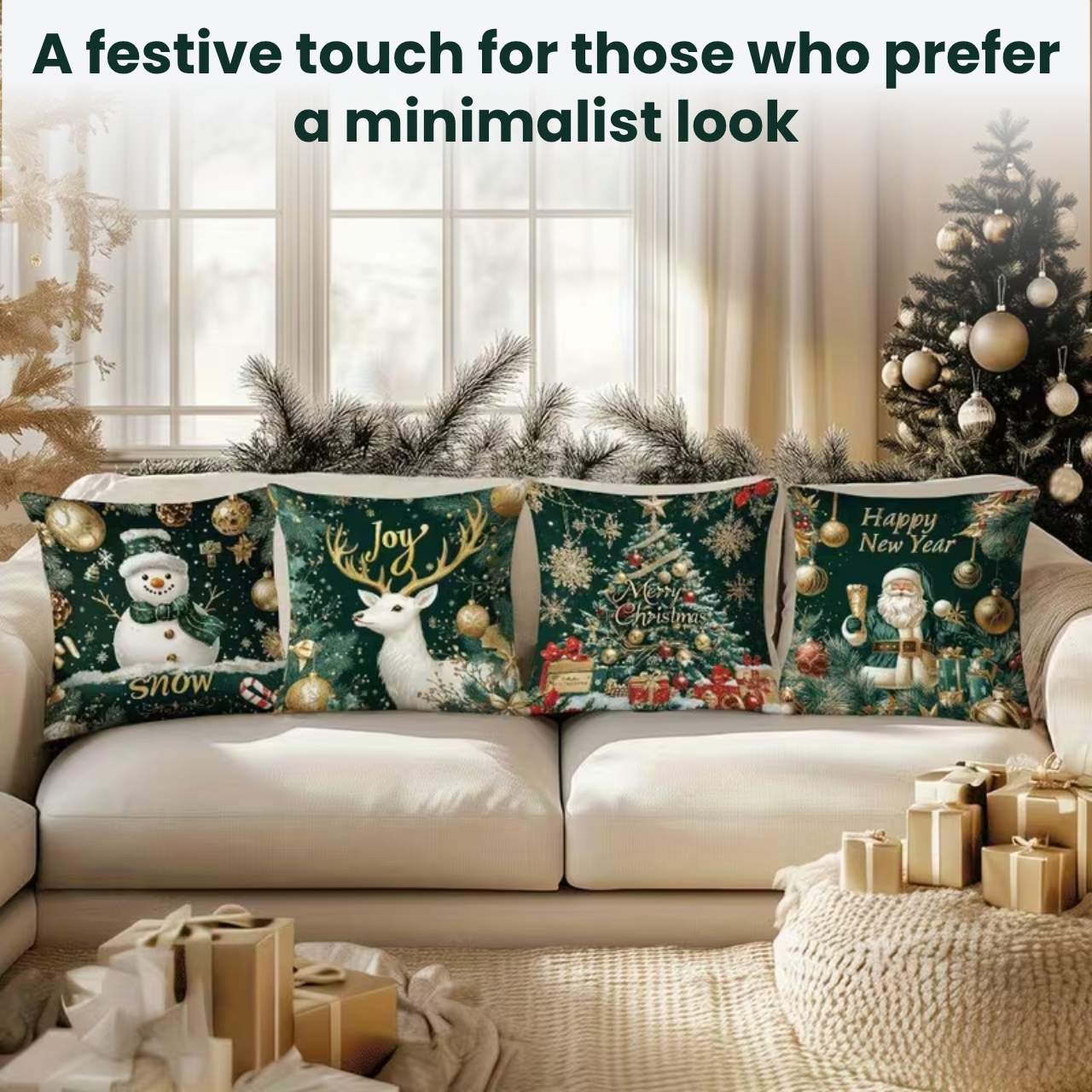 Świąteczne poszewki na poduszki (4 sztuki), GreenXmass - Image 6
