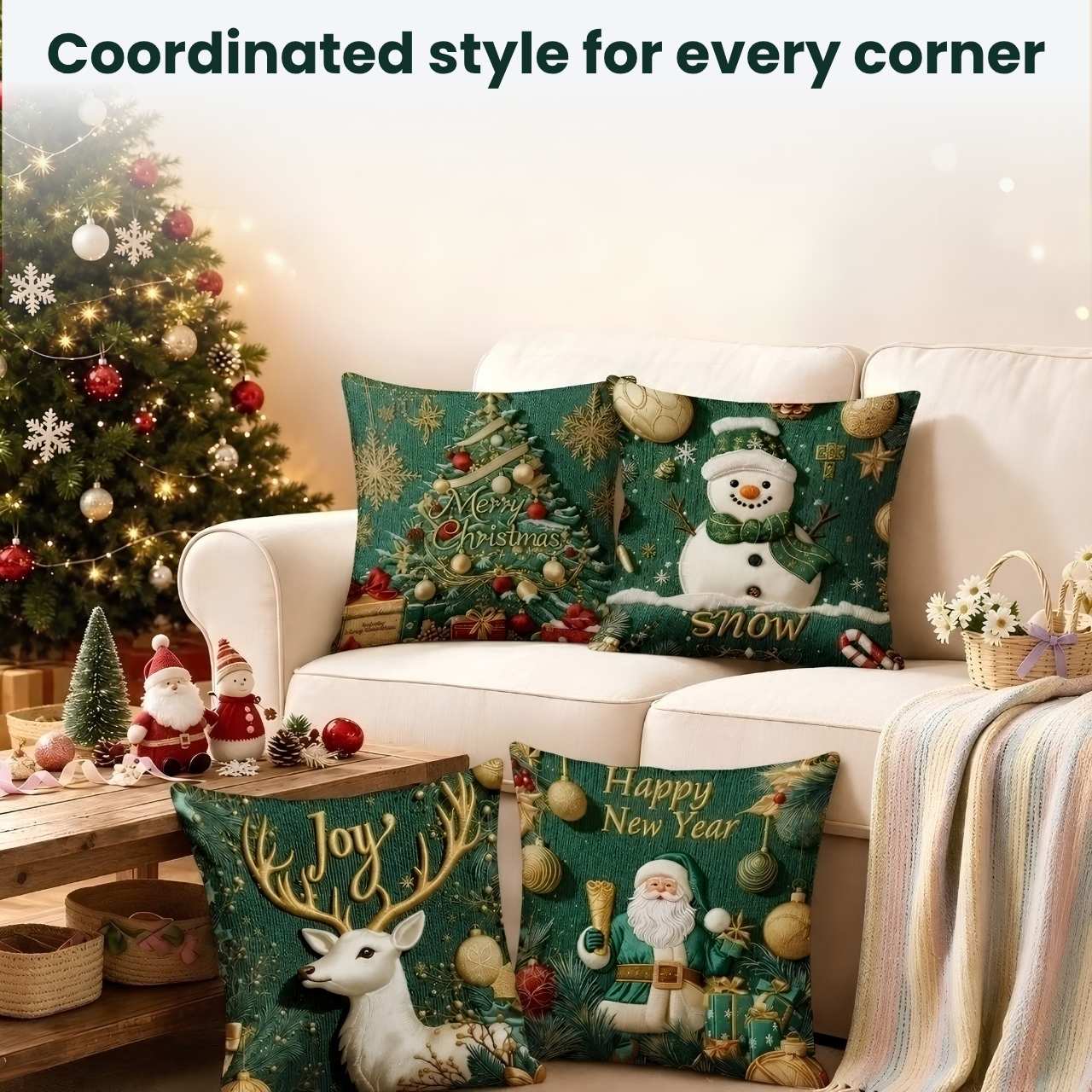 Świąteczne poszewki na poduszki (4 sztuki), GreenXmass - Image 7