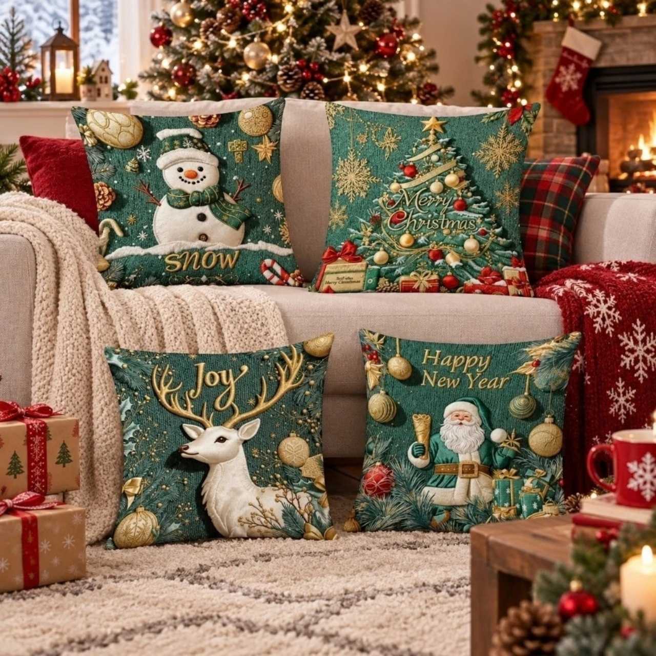 Świąteczne poszewki na poduszki (4 sztuki), GreenXmass - Image 9