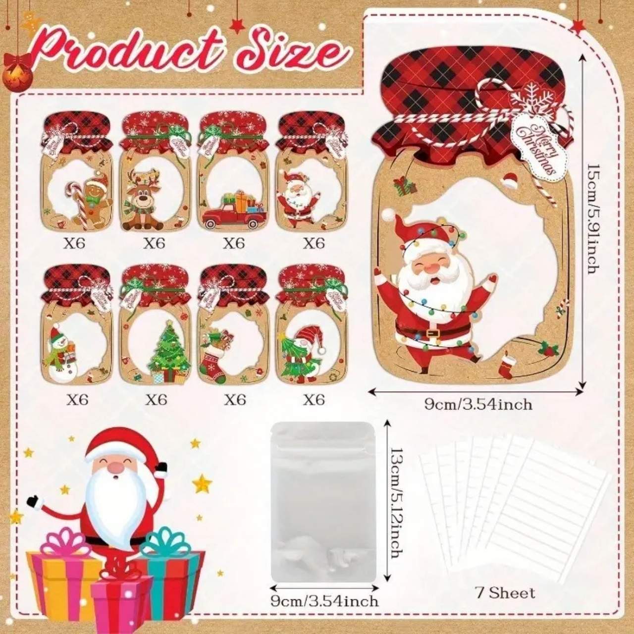 JarGifts, Zestaw Kart Podarunkowych na Boże Narodzenie (48 szt.) - Image 2