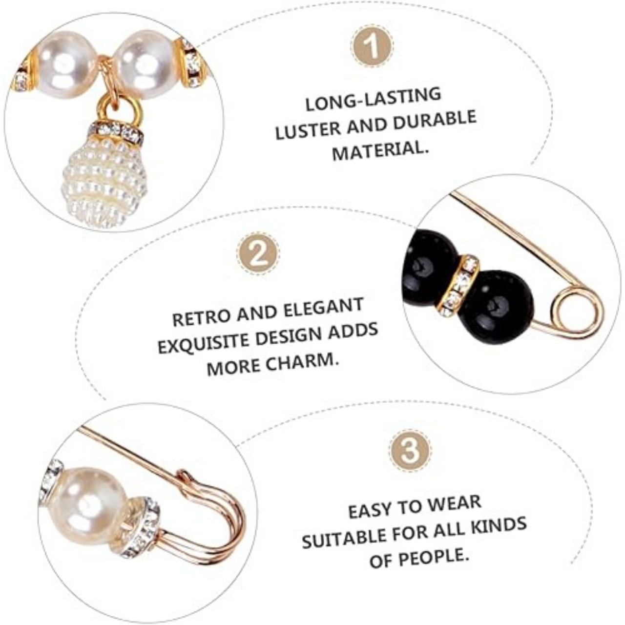 Pearls, eleganckie klamry do paska (12 sztuk) - Image 5