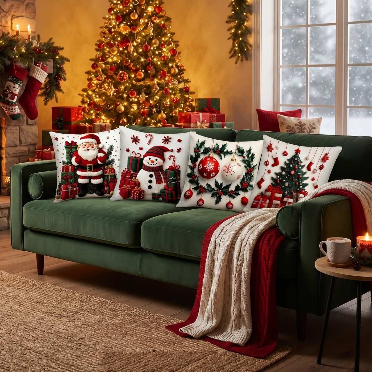 Świąteczne poszewki na poduszki (4 sztuki), RedXmass - Image 3