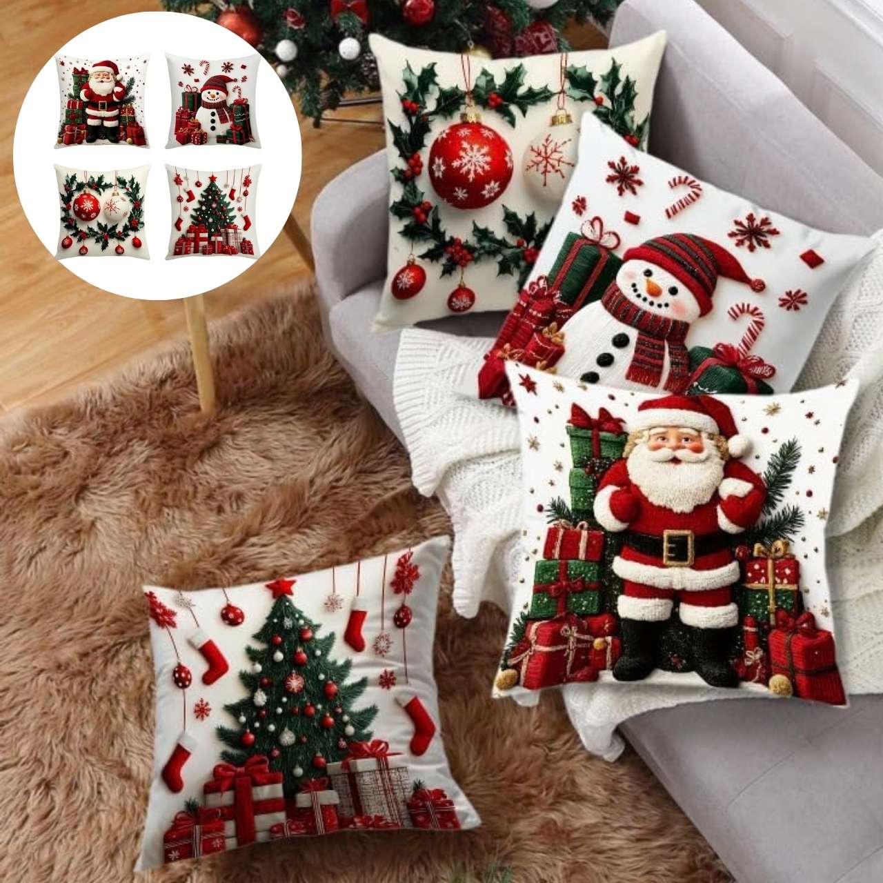 Świąteczne poszewki na poduszki (4 sztuki), RedXmass - Image 9
