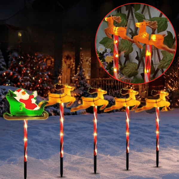 Bożonarodzeniowa dekoracja ogrodowa ze Świętym Mikołajem i reniferami, ReinDeers - video