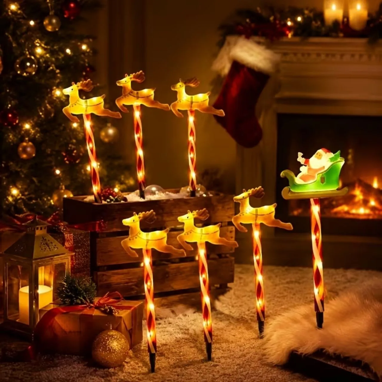 Bożonarodzeniowa dekoracja ogrodowa ze Świętym Mikołajem i reniferami, ReinDeers - Image 2