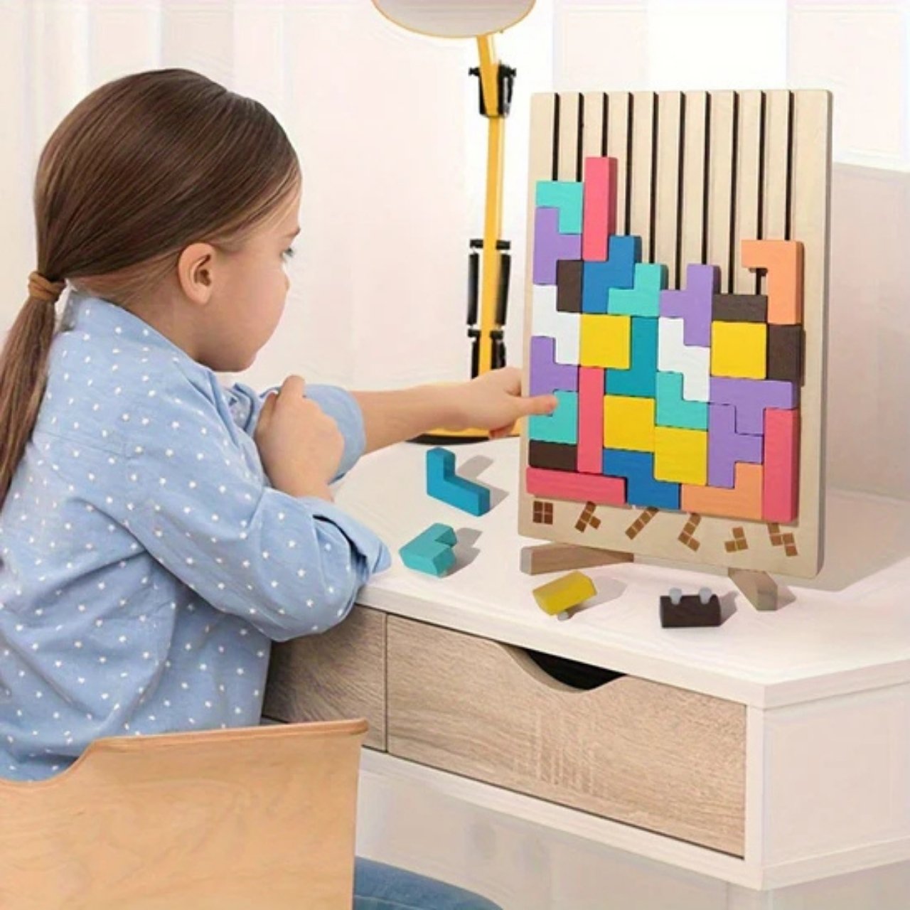 Tetris, drewniana zabawka dydaktyczna