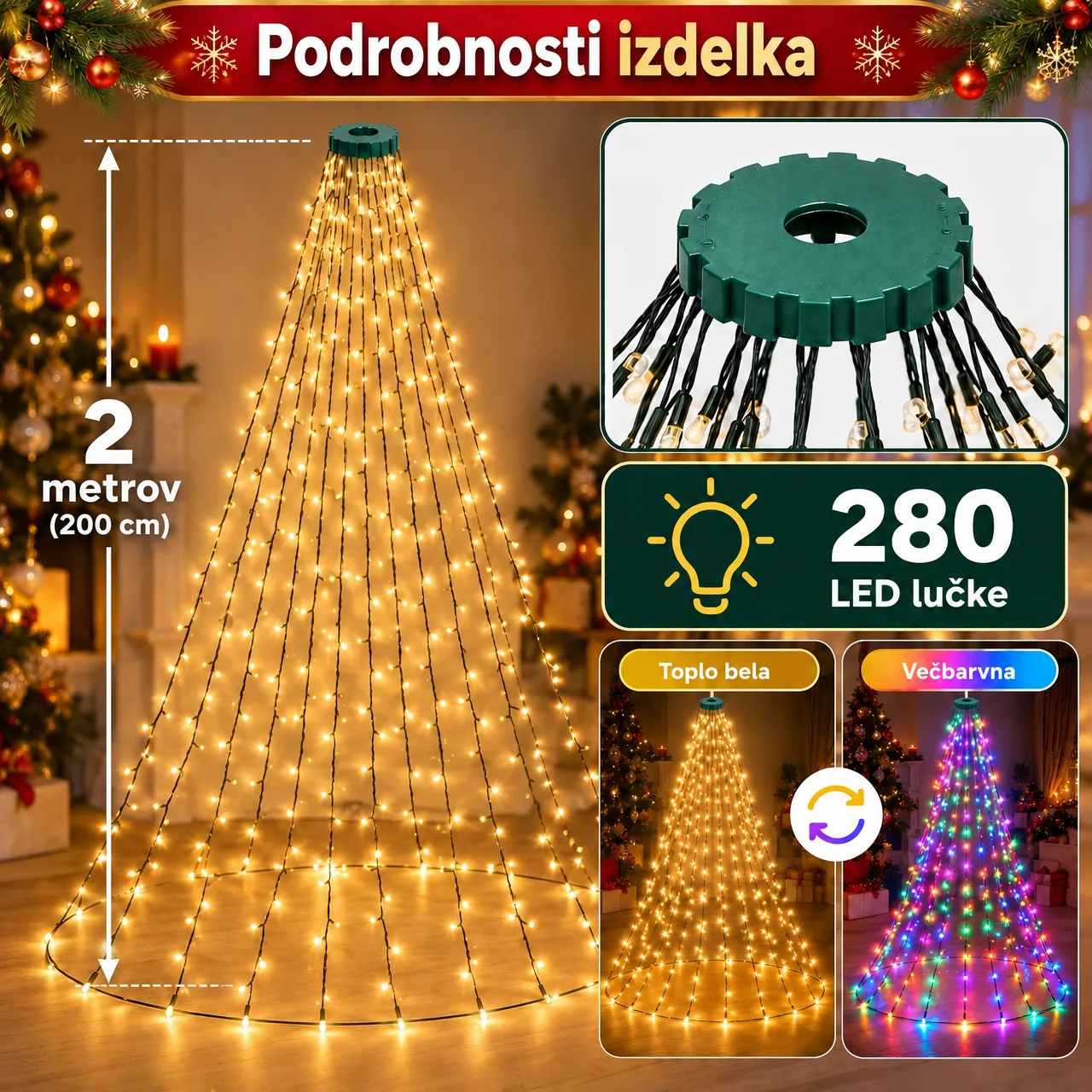 Świąteczne lampki LED z pilotem zdalnego sterowania, TreeRing - Image 7